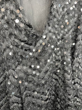 Load image into Gallery viewer, Large Altar’d State Black Sequin Feather Sleeveless Dress
