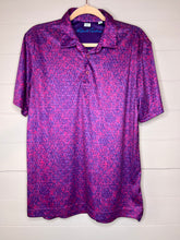 Load image into Gallery viewer, Medium Robert Graham Men's Classic Fit Downdrift Pink Purple Moisture Wick Short Sleeve Polo Shirt
