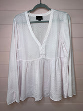 Load image into Gallery viewer, Large Lumiere Pink White V-Neck Blouse
