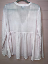 Load image into Gallery viewer, Large Lumiere Pink White V-Neck Blouse
