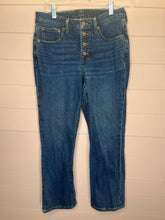Load image into Gallery viewer, Size 25 J. Crew Mid Rise Crop Flare Button Fly Denim Jeans
