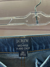 Load image into Gallery viewer, Size 25 J. Crew Mid Rise Crop Flare Button Fly Denim Jeans
