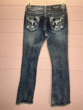 Load image into Gallery viewer, Girls Size 10 Grace LA Cow Skull Raw Hem Flare Jeans
