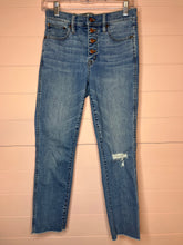 Load image into Gallery viewer, Size 27 J. Crew Vintage Straight Raw Hem Button Fly Denim Jeans
