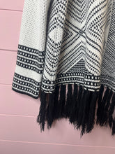 Load image into Gallery viewer, Medium Fun Sport Black Fringe Boho Western Cardigan Sweater

