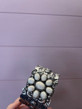 Load image into Gallery viewer, Silver White Stone Cuff Bracelet
