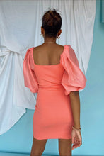 Load image into Gallery viewer, Small Vestique NWT Pink Rosalia Shear Puff Sleeve Bodycon Dress
