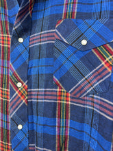 Load image into Gallery viewer, 3XL Wrangler Men’s Blue Pearl Snap Plus Size Flannel Long Sleeve Button Up Shirt
