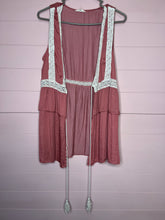 Load image into Gallery viewer, Small Entro Pink &amp; Cream Boho Lace Ruffle Vest
