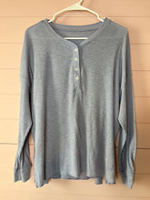 Load image into Gallery viewer, Large American Eagle Light Blue Ripped Henley Top
