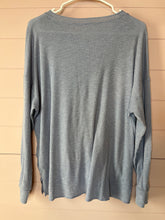 Load image into Gallery viewer, Large American Eagle Light Blue Ripped Henley Top
