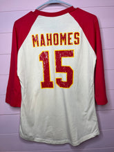 Load image into Gallery viewer, Medium Majestic Threads Kansas City Chiefs Patrick Mahomes NFL Football Raglan Shirt
