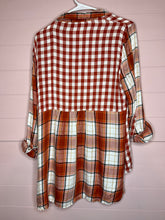 Load image into Gallery viewer, Large Cato Orange Plaid High Low Button Up Tunic Top
