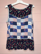 Load image into Gallery viewer, Small Umgee Boho Floral Patchwork Babydoll Tank Top
