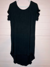 Load image into Gallery viewer, Small Umgee Black Linen High Low Frayed Hem Dress
