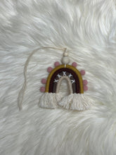 Load image into Gallery viewer, Mustard &amp; Brown Boho Rainbow Tassel Car Charm
