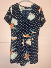 Load image into Gallery viewer, Large Entro Polka Dot Floral V-Neck Romper
