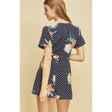 Load image into Gallery viewer, Large Entro Polka Dot Floral V-Neck Romper

