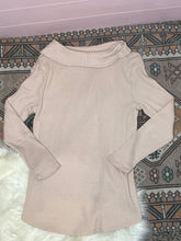 Load image into Gallery viewer, Large Style &amp; Co Light Pink Waffle Knit Cowl Neck Long Sleeve Top
