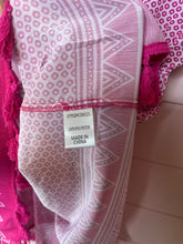 Load image into Gallery viewer, Medium NWT Cezele Hot Pink Boho Sheer V-Neck Tassle Dress/ Swim Suit Cover
