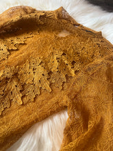 Load image into Gallery viewer, Small Haute Monde Golden Yellow Lace Boho Sheer Top
