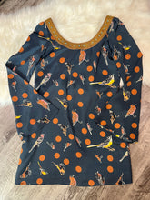 Load image into Gallery viewer, Medium Judith March Navy Blue Polka Dot Embroidered Beaded Bird Boho Dress
