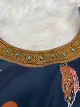 Load image into Gallery viewer, Medium Judith March Navy Blue Polka Dot Embroidered Beaded Bird Boho Dress
