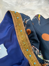 Load image into Gallery viewer, Medium Judith March Navy Blue Polka Dot Embroidered Beaded Bird Boho Dress
