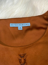 Load image into Gallery viewer, Size 0 Antonio Melani Faux Leather Boho Western Sleeveless Sheath Dress

