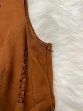 Load image into Gallery viewer, Size 0 Antonio Melani Faux Leather Boho Western Sleeveless Sheath Dress
