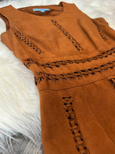 Load image into Gallery viewer, Size 0 Antonio Melani Faux Leather Boho Western Sleeveless Sheath Dress
