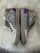 Load image into Gallery viewer, Size 10 Shu Shop Silver Glitter Leopard High Top Sneakers
