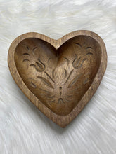 Load image into Gallery viewer, Boho Wooden Floral Heart Dough Bowl
