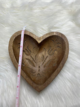 Load image into Gallery viewer, Boho Wooden Floral Heart Dough Bowl
