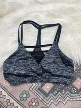 Load image into Gallery viewer, Large Victoria’s Secret Black &amp; Gray Strappy Sports Bra
