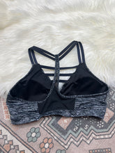 Load image into Gallery viewer, Large Victoria’s Secret Black &amp; Gray Strappy Sports Bra
