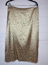 Load image into Gallery viewer, Large SHEIN Rose Gold Tan Leopard Satin Slip Skirt
