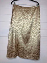 Load image into Gallery viewer, Large SHEIN Rose Gold Tan Leopard Satin Slip Skirt
