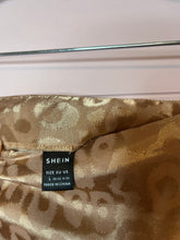 Load image into Gallery viewer, Large SHEIN Rose Gold Tan Leopard Satin Slip Skirt
