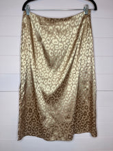 Load image into Gallery viewer, Large SHEIN Rose Gold Tan Leopard Satin Slip Skirt
