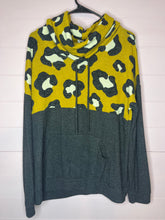 Load image into Gallery viewer, XL 7th Roy Mustard &amp; Gray Leopard Cowl Neck Sweatshirt
