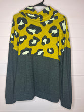 Load image into Gallery viewer, XL 7th Roy Mustard &amp; Gray Leopard Cowl Neck Sweatshirt
