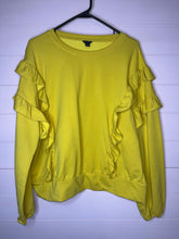 Load image into Gallery viewer, XL Ann Taylor Yellow Ruffle Sleeve Sweatshirt

