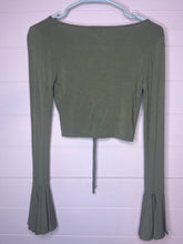 Load image into Gallery viewer, Small Forever 21 Green Bell Sleeve Crop Top
