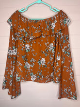 Load image into Gallery viewer, Medium Karlie Orange Floral Off Shoulder Boho Top
