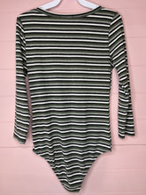 Load image into Gallery viewer, Large Altar’d State Stripped Long Sleeve Body Suit
