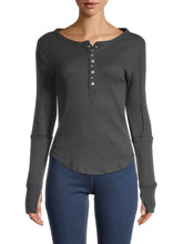 Load image into Gallery viewer, Large Free People Gray Everest Waffle-Knit Henley
