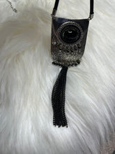 Load image into Gallery viewer, Silver &amp; Black Beaded Tassel Boho Western Long Necklace
