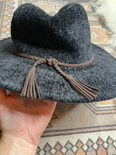 Load image into Gallery viewer, Altar’d State Black Hat With Braided Brown Rope
