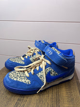 Load image into Gallery viewer, Size 9 Nike ID Custom Made Blue &amp; Peach Leopard Print High Top Sneakers
